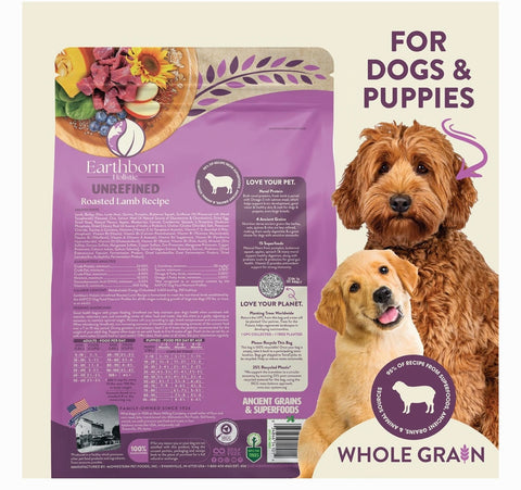 Earthborn Holistic Unrefined Roasted Lamb with Ancient Grains & Superfoods Dry Dog Food, 25-lb bag