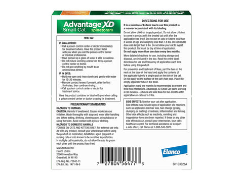 Advantage XD Small Cat Flea Prevention & Treatment For Cats 1.8-9lbs. | 1-Topical Dose, 2-Months of Protection