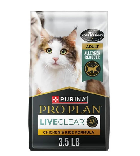 Purina Pro Plan Allergen Reducing, High Protein Cat Food, LIVECLEAR Chicken and Rice Formula 3.5 lbs