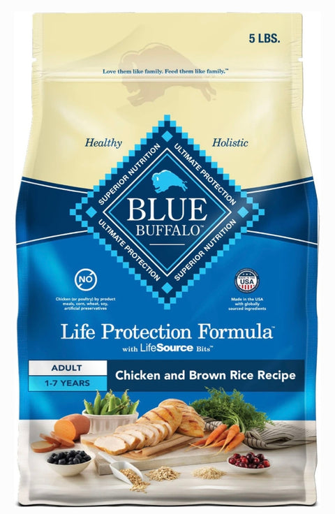 Blue Buffalo Life Protection Formula Adult Chicken & Brown Rice Recipe Dry Dog Food, 5-lb bag