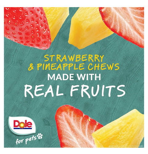 Dole Freshly Fetched Dog Chews, Strawberry & Pineapple Flavored Dog Treats, 7oz, No Wheat, Corn, Soy, Artificial Flavors, Colors, or Preservatives