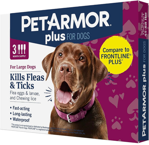 PetArmor Plus Flea and Tick Prevention for Dogs, Dog Flea and Tick Treatment, 3 Doses, Waterproof Topical, Fast Acting, Large Dogs (45-88 lbs)
Amazon's