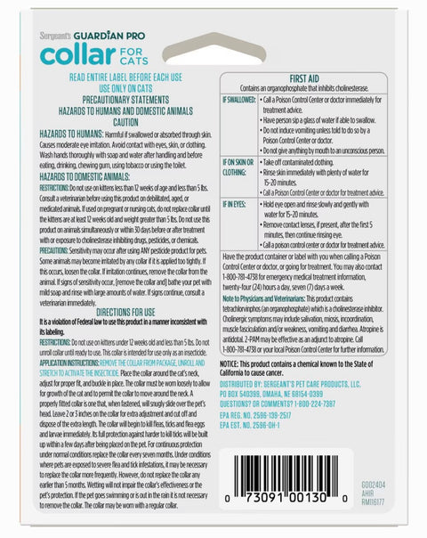 Sergeant's Guardian Pro Flea & Tick Cat Collar