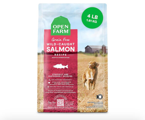 Open Farm, Grain-Free Dry Dog Food, Complete & Balanced Kibble, Sustainably & Ethically Sourced Ingredients, Non-GMO Veggies & Superfoods to Support Overall Health, Wild-Caught Salmon Recipe, 4lb Bag