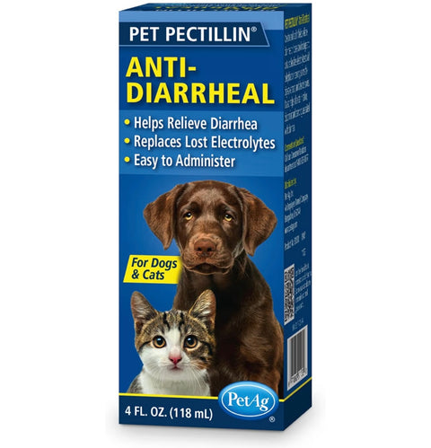 PetAg Pet Pectillin Anti-Diarrheal - 4 oz - Helps Relieve Diarrhea or Loose Stool in Dogs and Cats - Replaces Lost Electrolytes - Easy to Administer