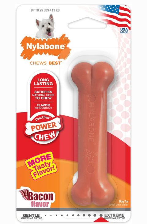 Nylabone Power Chew Durable Dog Toy Bacon, Small
