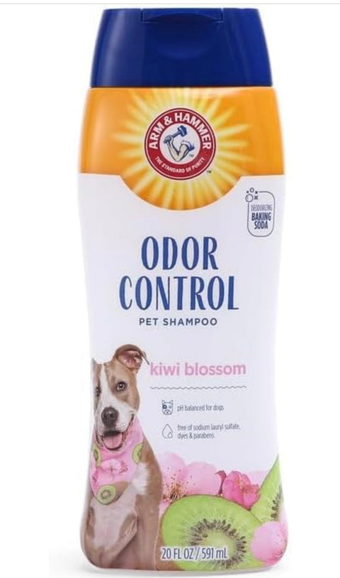 Arm & Hammer Deodorizing Dog Shampoo for Smelly Dogs & Puppies with Baking Soda - Tearless, Moisturizing Dog Shampoo for Sensitive Skin - Dog Odor Shampoo - Kiwi Blossom Scent, 20 Fl Oz