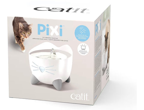 Catit PIXI Drinking Fountain – Cat Water Fountain with Triple Filter and Ergonomic Drinking Options, Stainless Steel