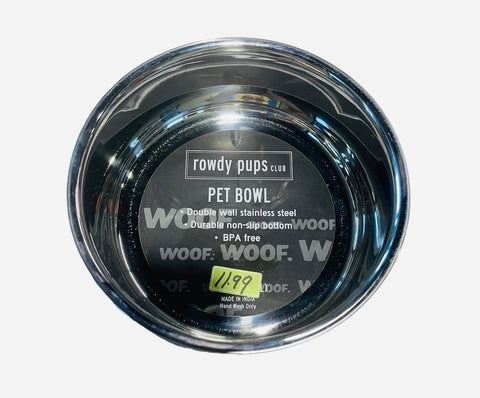 rowdy pups club stainless steel hand wash only non slip bottom