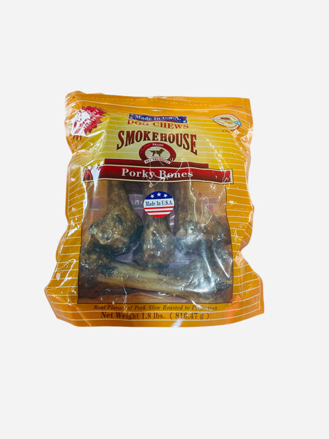 smokehouse dog chews pork bones 4 pack made in the usa 1.8 lbs