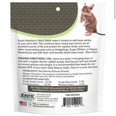 exotic nutrition wax snacks dried wax worms 1 oz