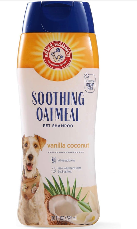 Arm & Hammer for Pets Soothing Oatmeal Pet Shampoo | Nourishing and Moisturizing Dog Shampoo with Gentle Cleansing formula | Vanilla Coconut Scent, 20 oz Bottle Shampoo for Pets