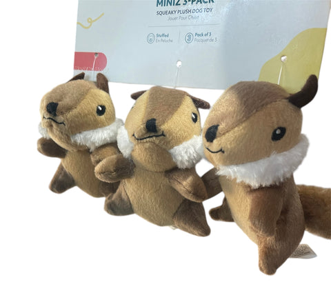 zippy paws mini 3 pack squeaker plush dog toy