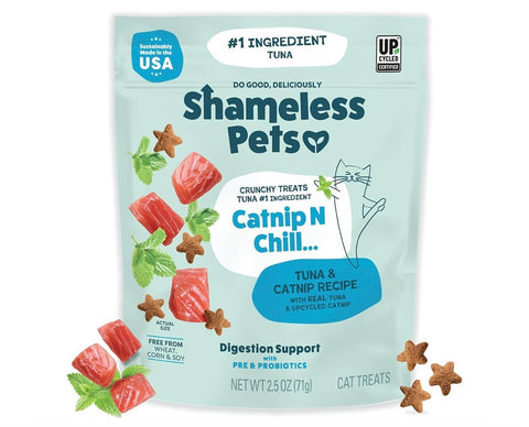 Shameless Pets Crunchy Cat Treats - Catnip Treats for Cats with Digestive Support, Kitten Treats with Real Ingredients, Natural & Healthy Flavored Feline Snacks - Fintastic Catnip, 1-Pk
