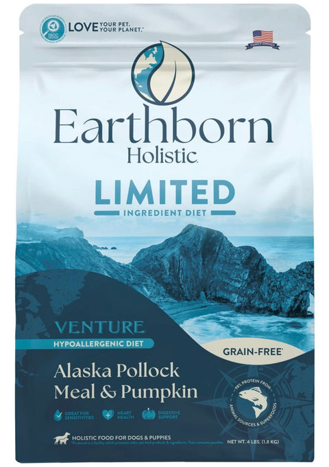 Earthborn Holistic Venture Limited Ingredient Alaska Pollock Meal & Pumpkin Grain-Free Dry Dog Food 4 lbs