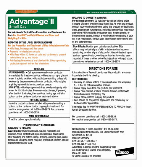 Advantage II Flea Spot Treatment for Cats, 5-9 lbs, 2 Doses (2-mos. supply)