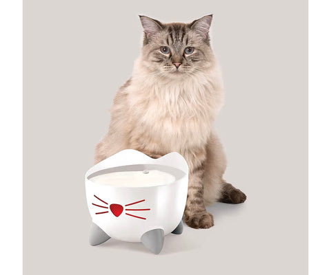 Catit PIXI Drinking Fountain – Cat Water Fountain with Triple Filter and Ergonomic Drinking Options, Stainless Steel