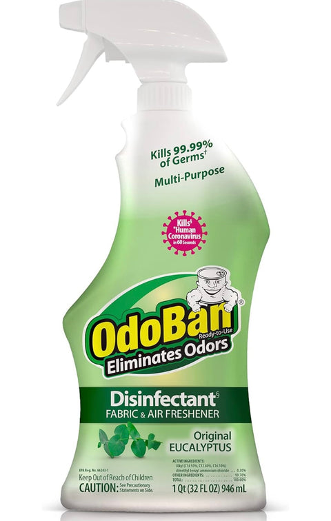 OdoBan Ready-to-Use Disinfectant and Odor Eliminator, 32 Ounce Spray Bottle, Original Eucalyptus Scent