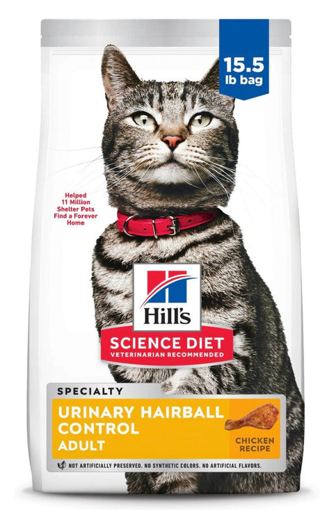 Hill's Science Diet Adult Urinary & Hairball Control Chicken Recipe Dry Cat Food 15.5 lbs