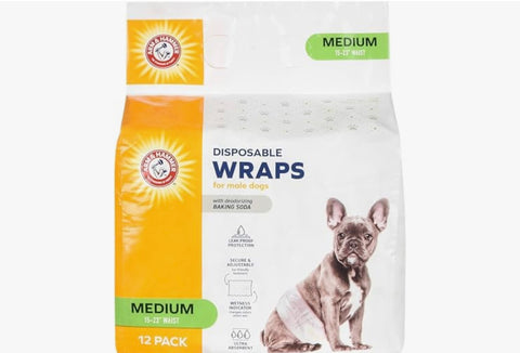 Arm & Hammer For Pets Male Dog Wraps, Medium Ultra-Absorbent, Adjustable Male Dog