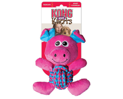 KONG Weave Knots Pig Cuddly Knotted Rope Bellies Interactive Dog Toy, Medium