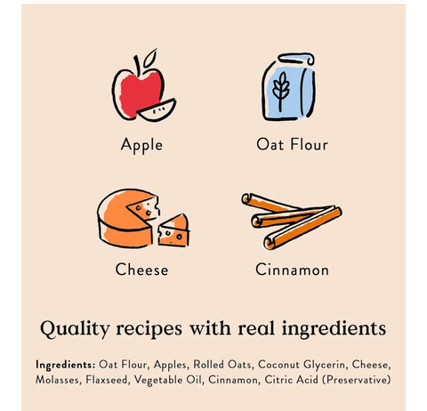 Bocce's Bakery Fireside Apple Pie Treats for Dogs, Wheat-Free Everyday Dog Treats, Made with Real Ingredients, Baked in The USA, Natural Soft & Chewy Cookies, Apples, Cheese & Cinnamon, 6 oz
