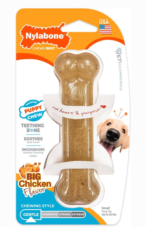 Nylabone Just for Puppies Teething Chew Toy Classic Bone Chicken, Small
