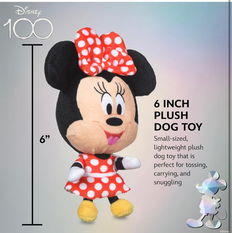 Minnie Mouse Plush Squeaky Dog Toy 6in | Disney Dog Toys | Plush Squeaker Toy for Dogs Inspired by Minnie Mouse, Disney Mickey and Friends