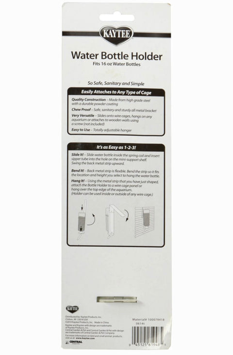 Kaytee Water Small Pet Bottle Holder, 16oz bottle