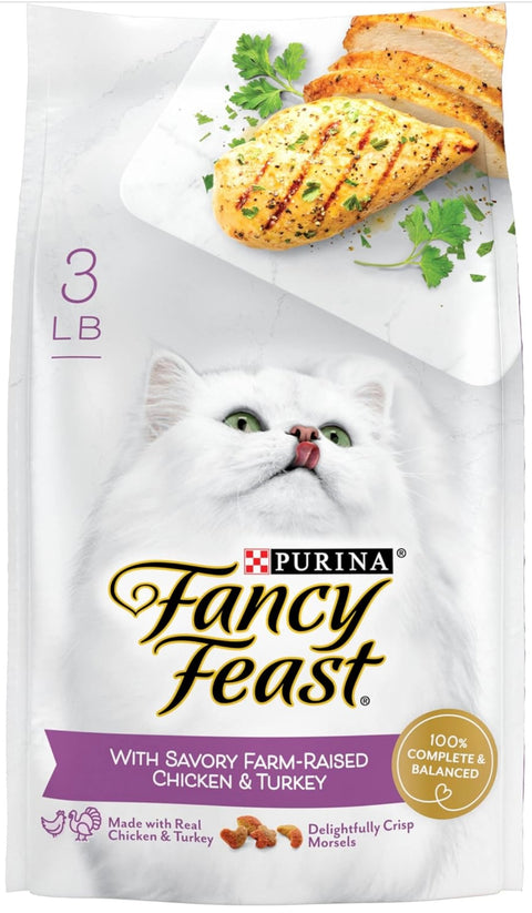 Purina Fancy Feast Dry Cat Food with Savory Farm-Raised Chicken and Turkey - 3 lb. Bag