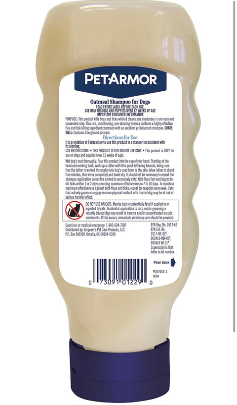 PetArmor Flea & Tick Protection Oatmeal Shampoo for Dogs, Hawaiian Ginger Scent, 18 oz