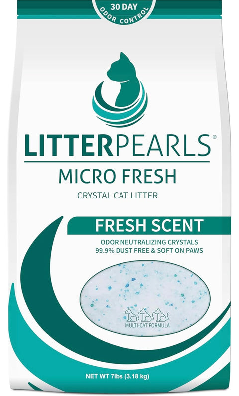 Litter Pearls Micro Fresh Scented Non-Clumping Crystal Cat Litter with Odorbond, 7 lb