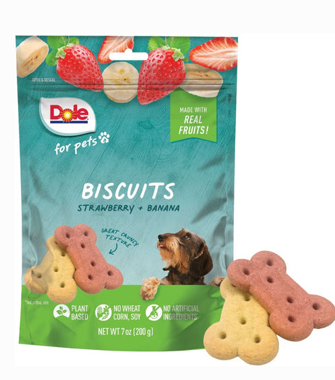 Dole Banana + Strawberry Crunchy Dog Treats, 7-oz bag