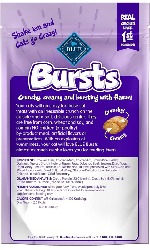 Blue Buffalo Bursts Feline Chicken Liver and Beef Flavour Cat Treats, 2 oz.