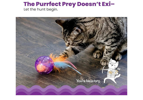 Catstages Hamster Ball Interactive Treat-Dispensing Ball Puzzle Cat Toy with Removable Squeaking Plush Hamster, Purple