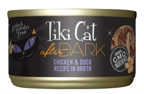 Tiki Cat After Dark, Chicken & Duck, High-Protein and 100% Non-GMO Ingredients, Wet Cat Food for Adult Cats, 2.8 oz.
