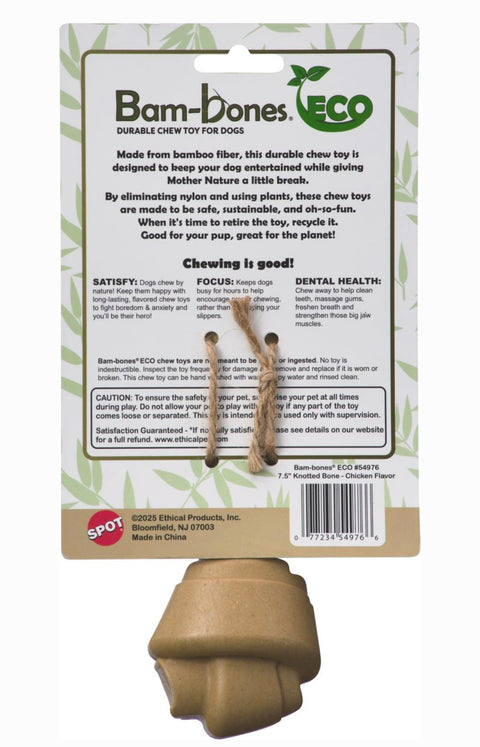 Spot Ethical Products Spot Bambone Eco Knot Bone Chicken Dog Toy, 7.5-in