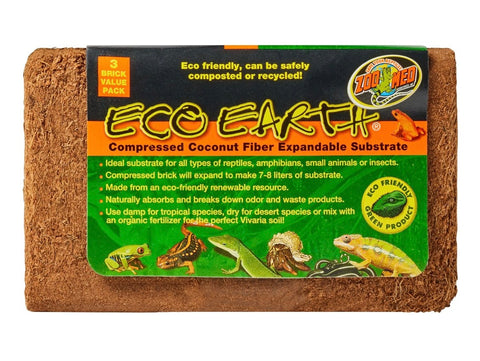 Zoo Med Eco Earth Compressed Coconut Fiber Expandable Reptile Substrate, 3 count