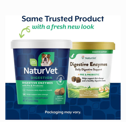 NaturVet Digestive Enzymes Plus Probiotic Soft Chews Digestive Supplement for Dogs, 70 count