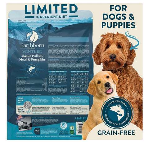 Earthborn Holistic Venture Limited Ingredient Alaska Pollock Meal & Pumpkin Grain-Free Dry Dog Food 4 lbs