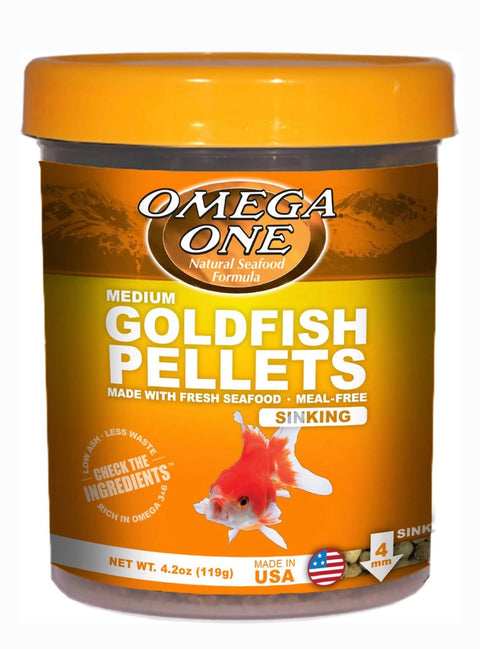 Omega One Medium Sinking Goldfish Pellets Fish Food, 4.2-oz jar