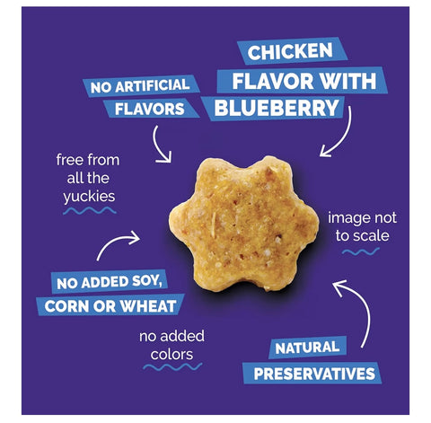 Fruitables Cat Treats, Healthy Treats For Cats, Low Calorie and Packed with Protein, Crunchy Biscuits, No Wheat, Corn or Soy, Made with Real Chicken and Blueberry, 2.5oz
