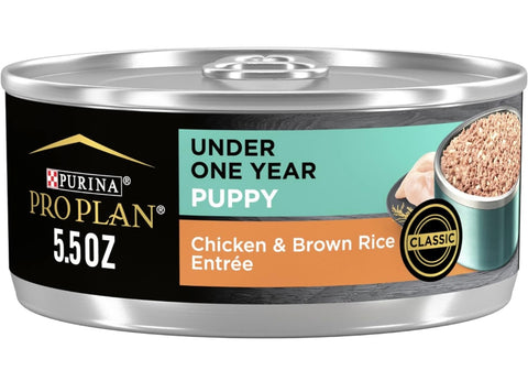 Purina Pro Plan Wet Puppy Food, Chicken and Brown Rice Entree 5.5 oz. Cans