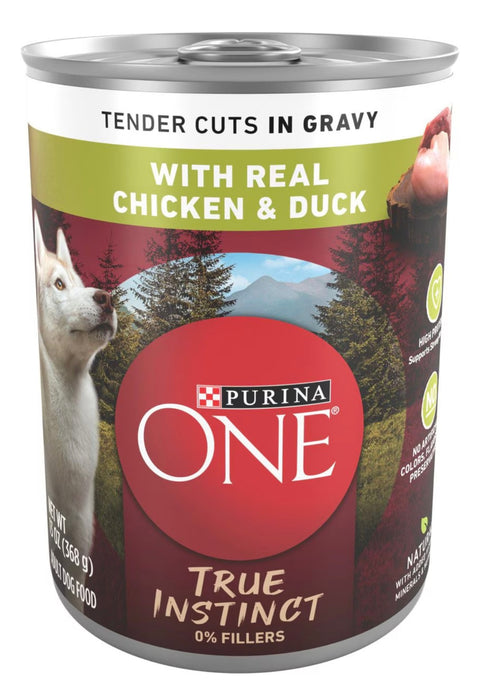 Purina ONE SmartBlend True Instinct Tender Cuts in Gravy with Real Chicken & Duck Canned Dog Food 13 oz