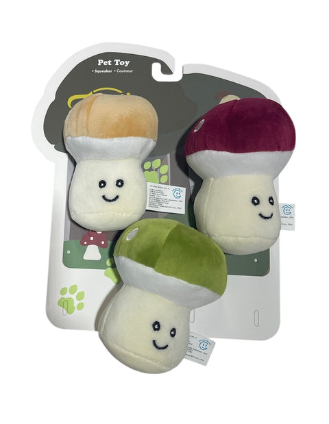 dog toy 3 pack squeakers mushroom
