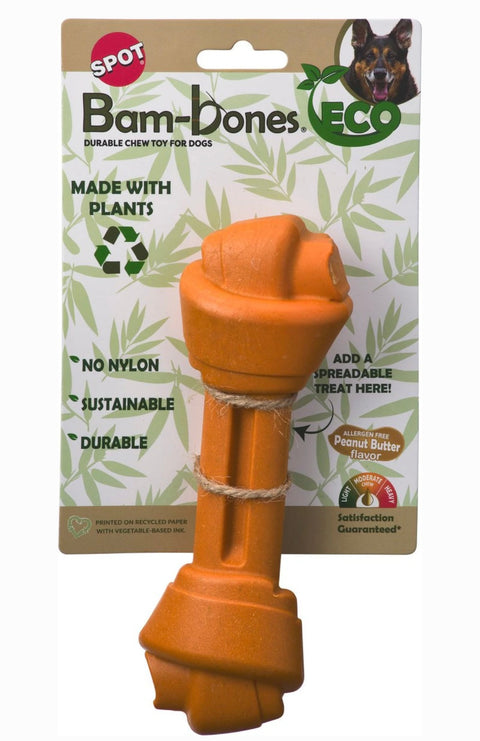 Spot Ethical Products Spot Bambone Eco Knot Bone Peanut Butter Dog Toy, 7.5-in