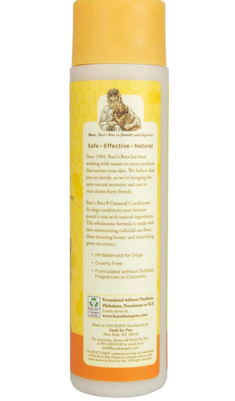 Burt's Bees for Pets Natural Oatmeal Conditioner with Colloidal Oat Flour & Honey - Dog Oatmeal Shampoo - Cruelty Free, Sulfate & Paraben Free, pH Balanced for Dogs - Made in the USA - 10 Oz