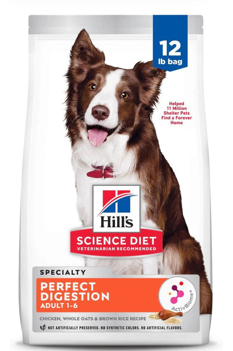 Hill's Science Diet Adult Perfect Digestion Chicken, Brown Rice, & Whole Oats Recipe Dry Dog Food 12 lbs