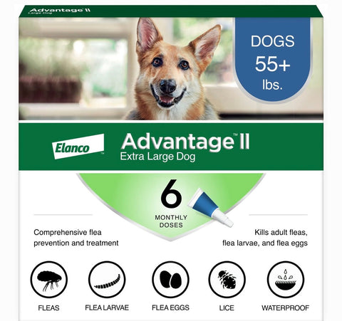 Advantage II Flea Spot Treatment for Dogs, over 55 lbs, 6 Doses (6-mos. supply)