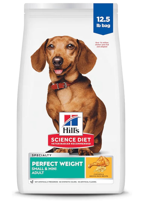 Hill's Science Diet Adult Perfect Weight Small & Mini Dry Dog Food, Chicken, 12.5 lb. Bag
